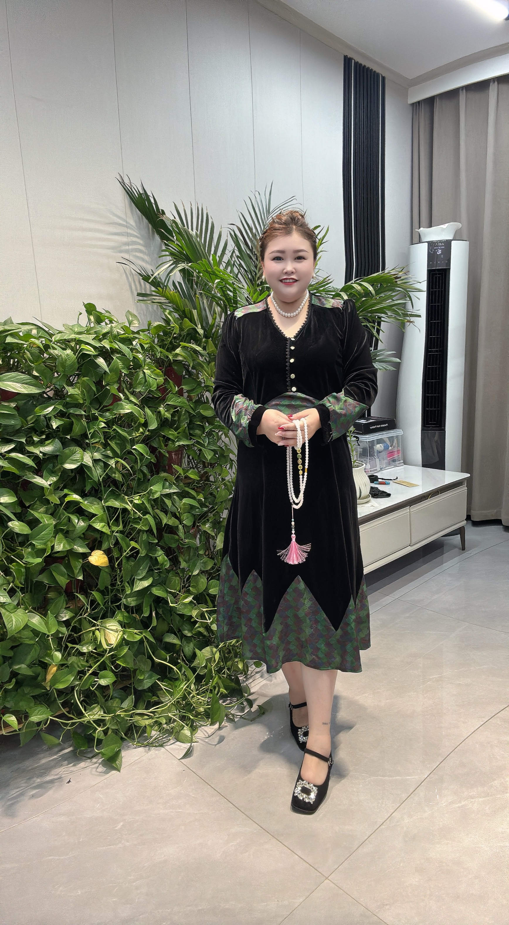 胖mm大码新中式连衣裙欧货民族风晕染减龄显瘦设计感小众收腰拼接