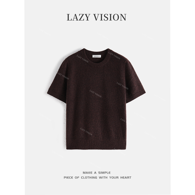 LAZYVISION/【摩卡慕斯】白蚕丝‘羊绒’圆领短袖针织衫ZMD-31578小小