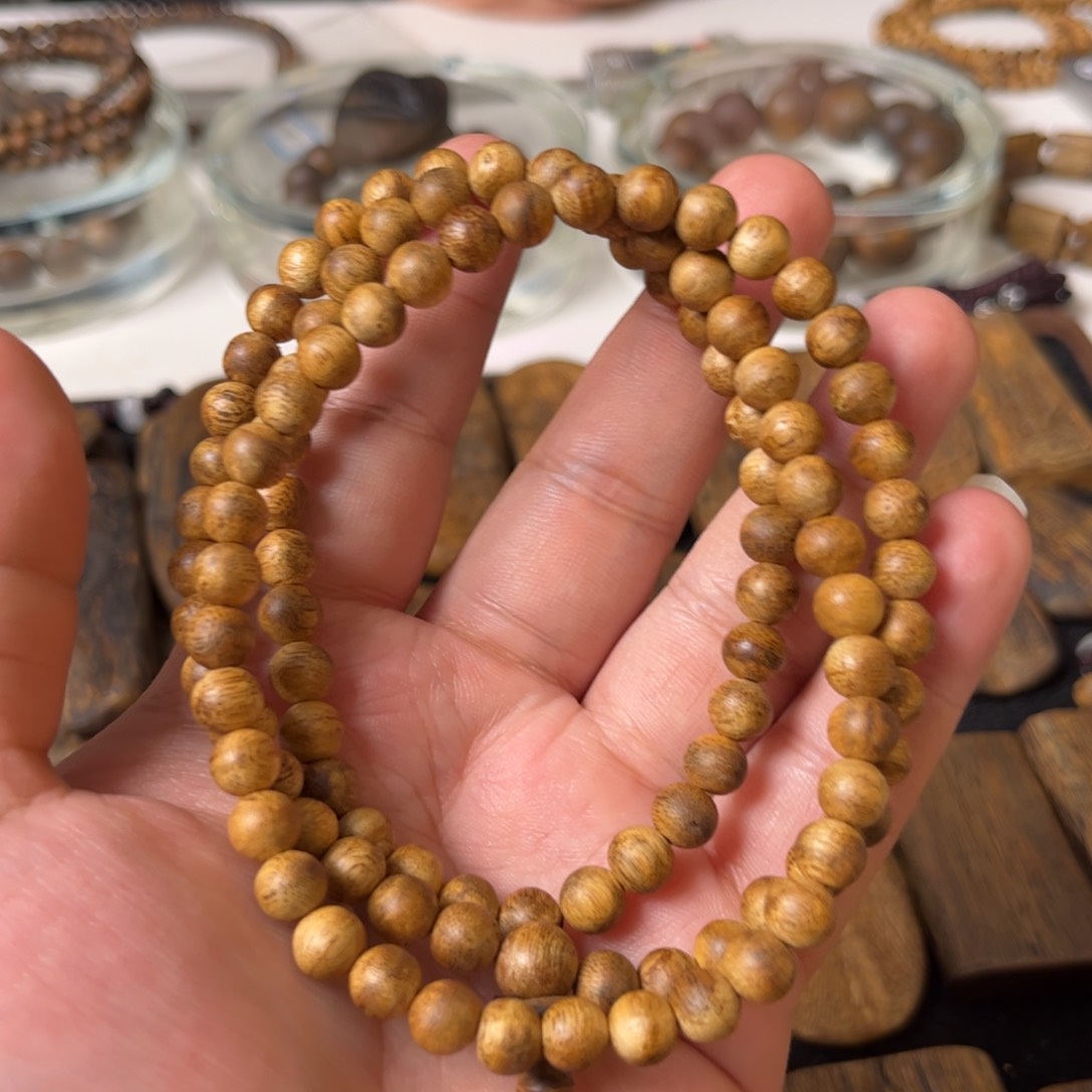 沉香手串奇楠纯化老料卡7圆珠多圈一条