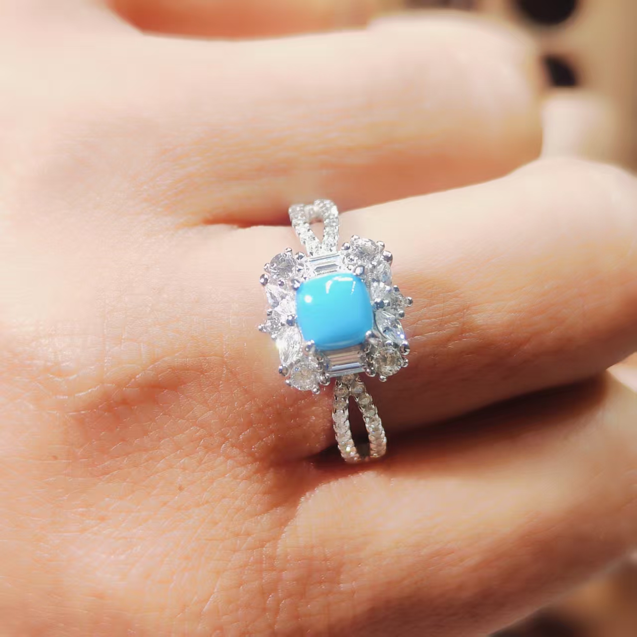 活口绿松石戒指银