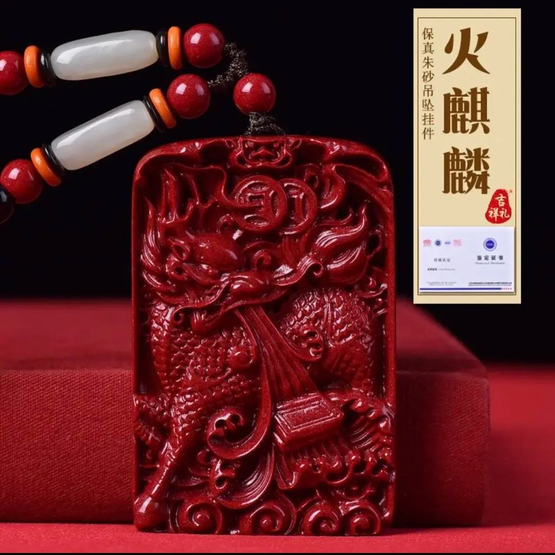 含辰砂工艺品高含量朱砂【麒麟吊坠】大气进财来米米挂件