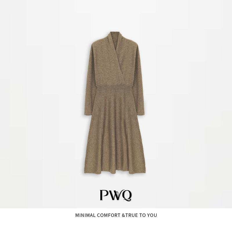 【惊艳】连衣裙100山羊绒V领收腰长袖气质ERHT-25110820-DL