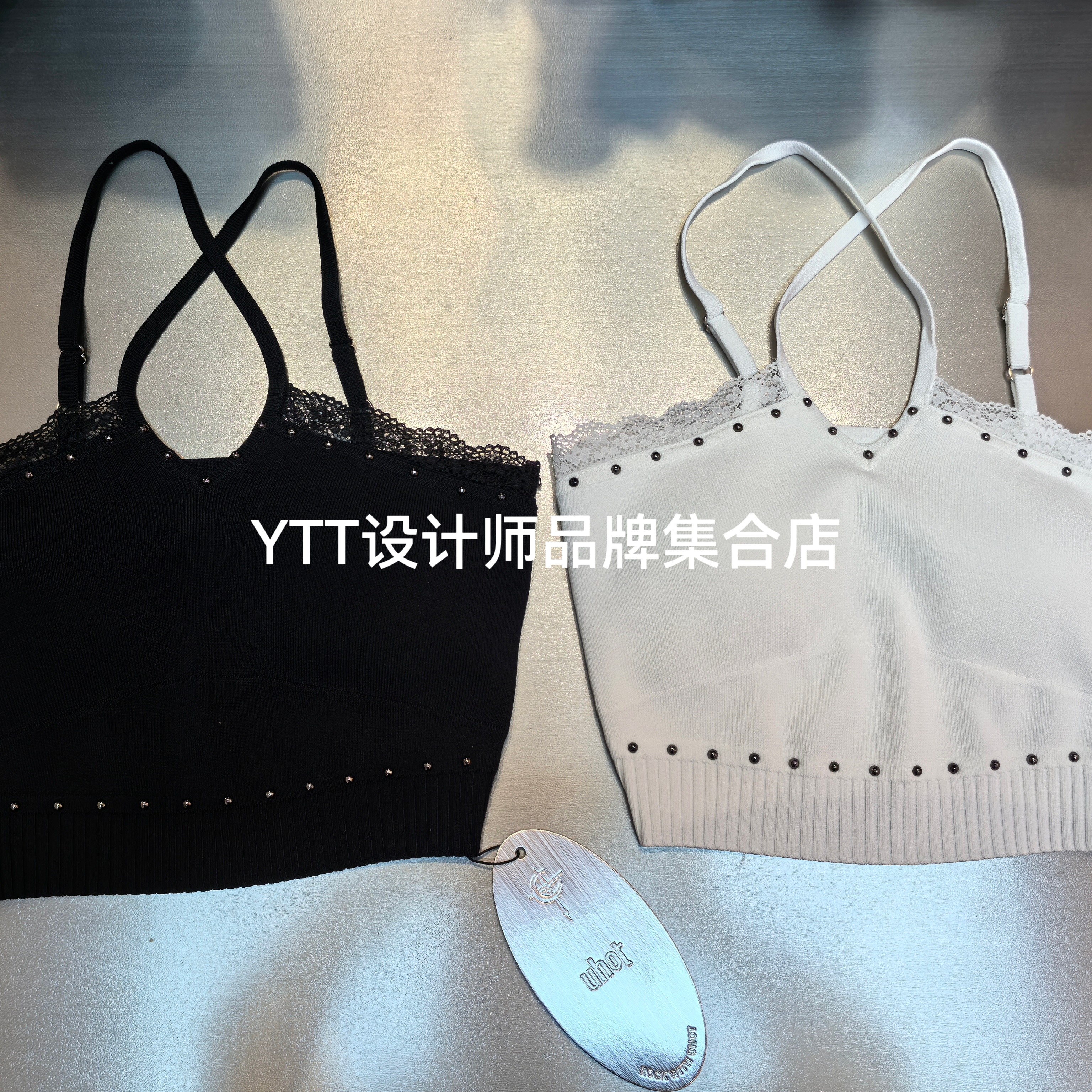 顺丰包邮 UHOT诱货2026春夏新款蕾丝铆钉设计辣妹风吊带背心