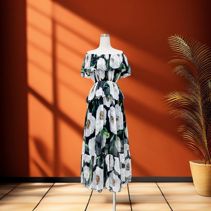 【白蔷薇物语】2025春夏气质优雅显瘦轻奢连衣裙FS-03-1