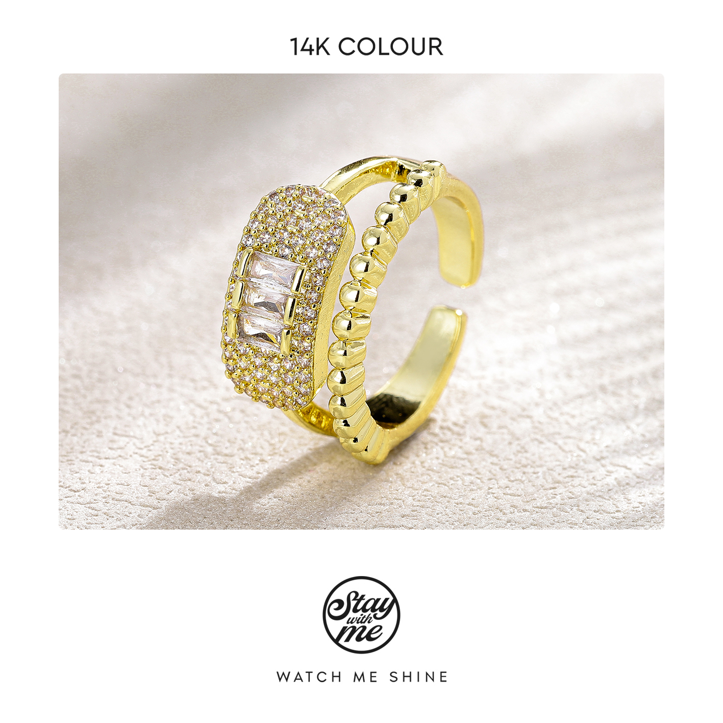 STAY WITH ME 铜合金合成锆石戒指 小众设计k0471戒指