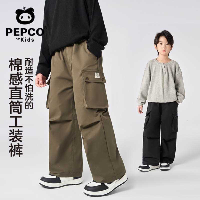 PEPCO/小猪班纳秋季男孩潮流棉感韩版休闲工装长裤运动宽松百搭