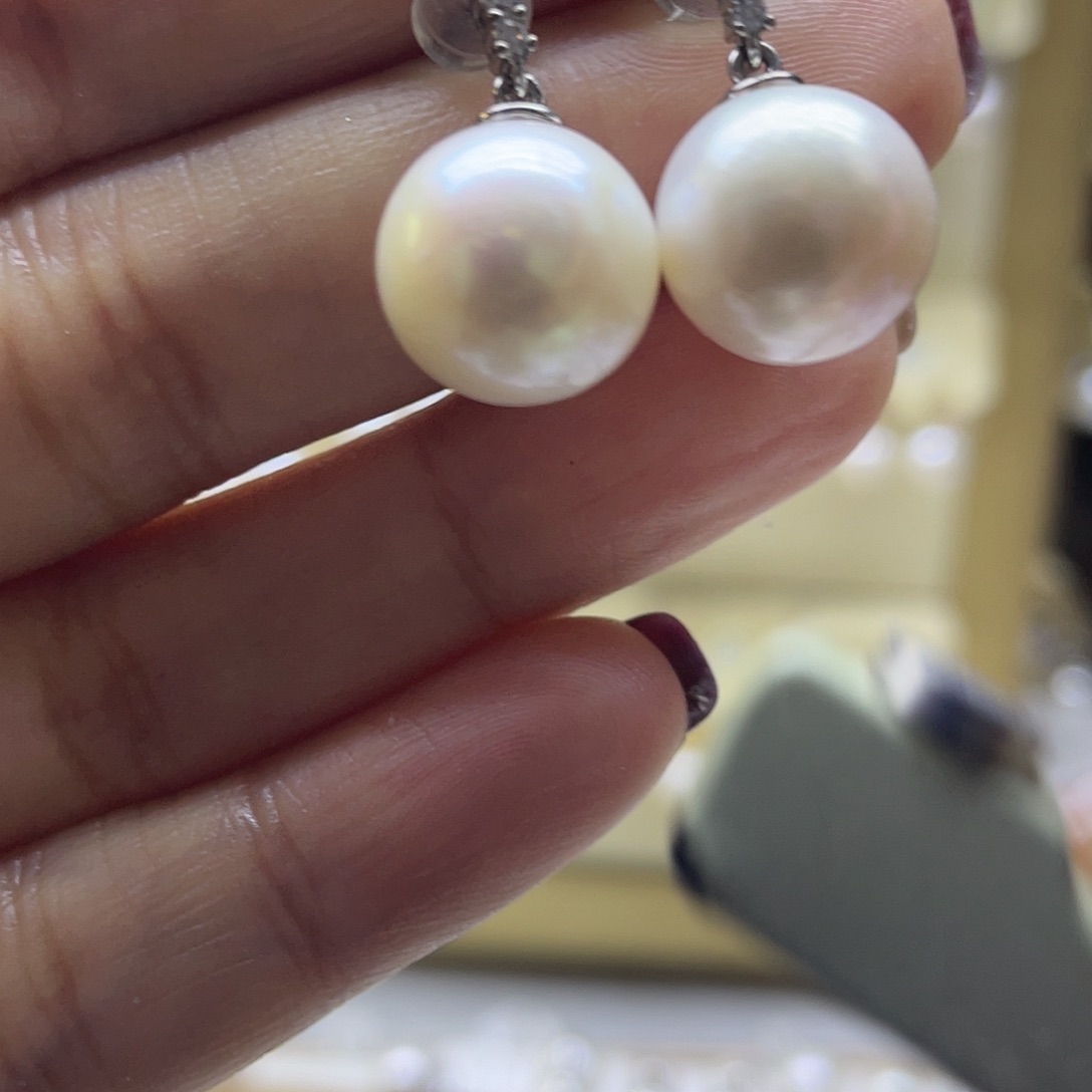 淡水珍珠耳饰银S925镶嵌