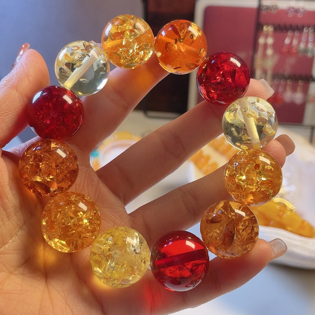 琥珀手链未镶嵌花珀