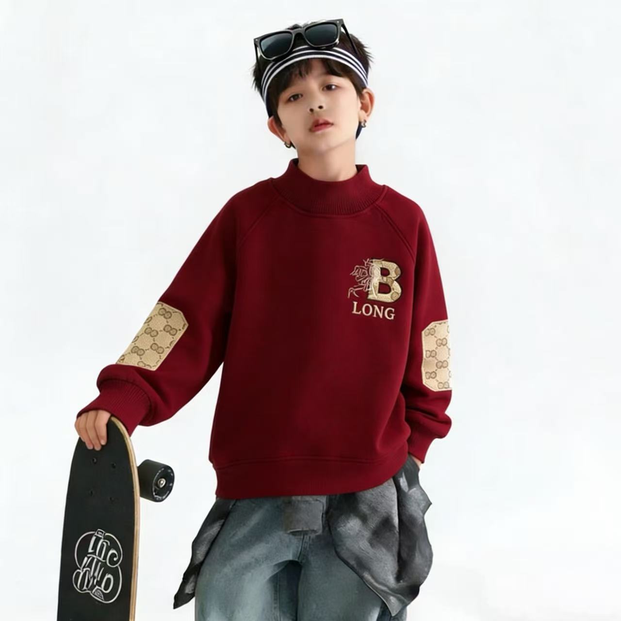 201222童装男童加绒卫衣2025秋冬新款儿童潮酷帅气时尚加绒卫衣潮