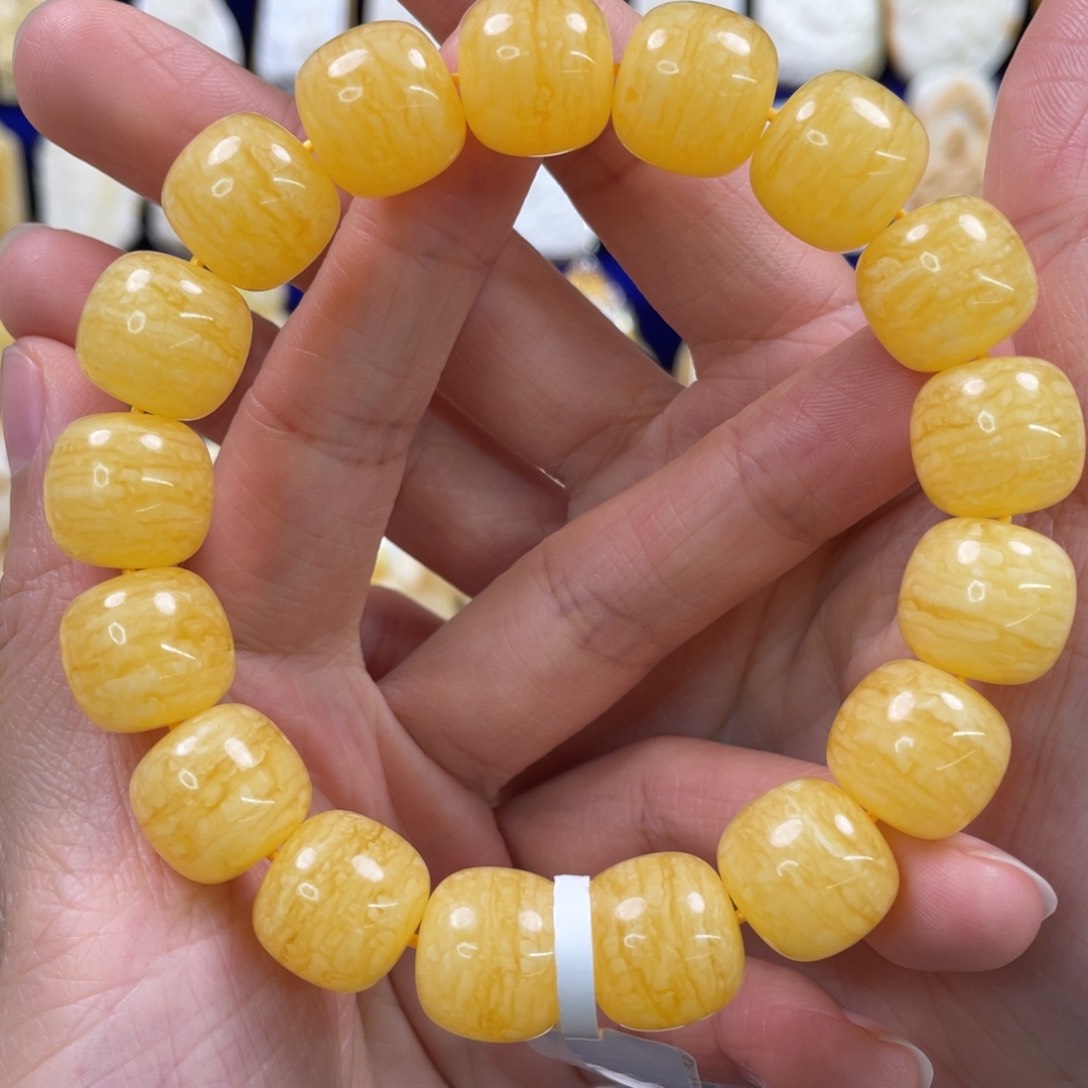 蜜蜡裸石未镶嵌琥珀蜜蜡手串卡14mm