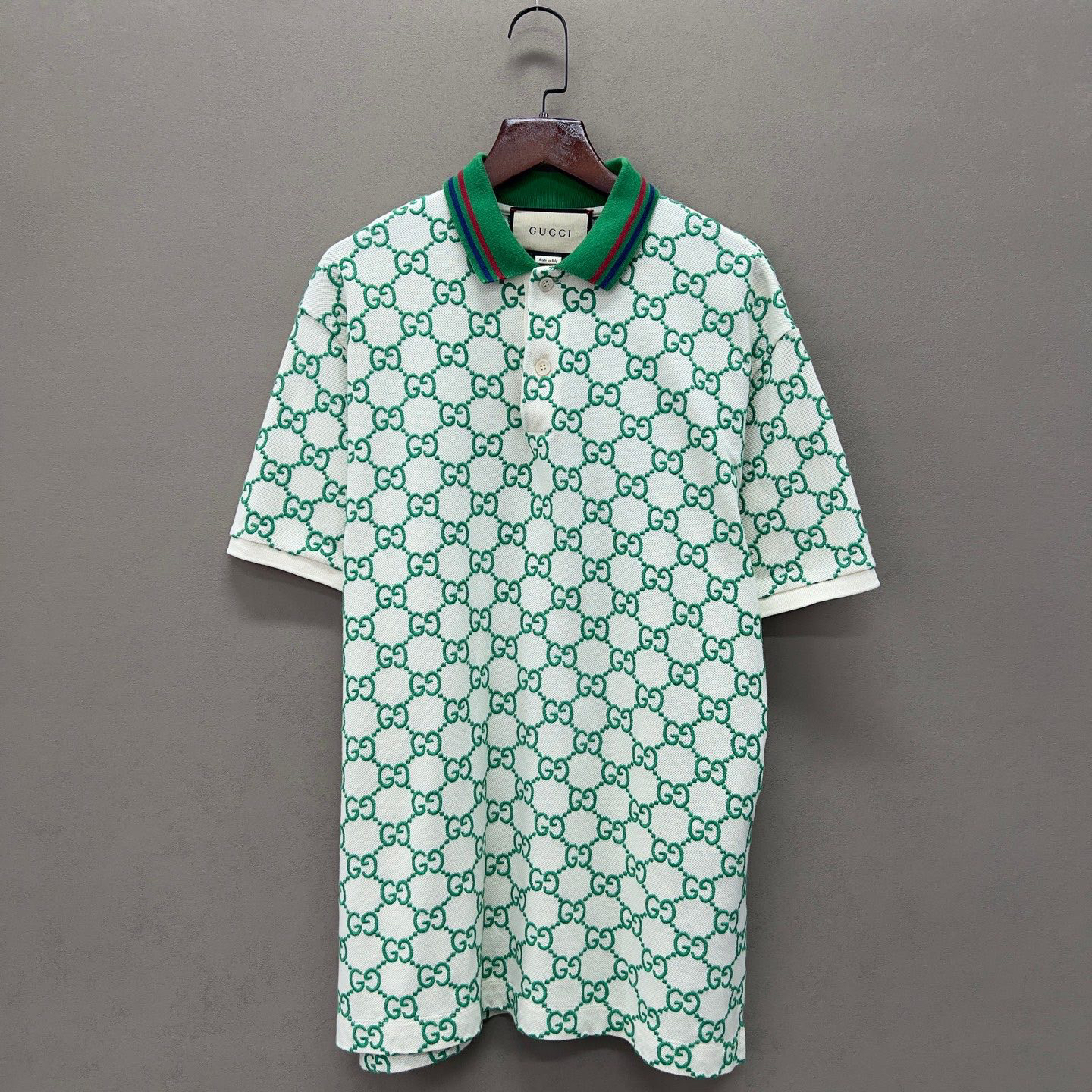 99新 GUCCI/古驰 绿色双G满印polo ys000427