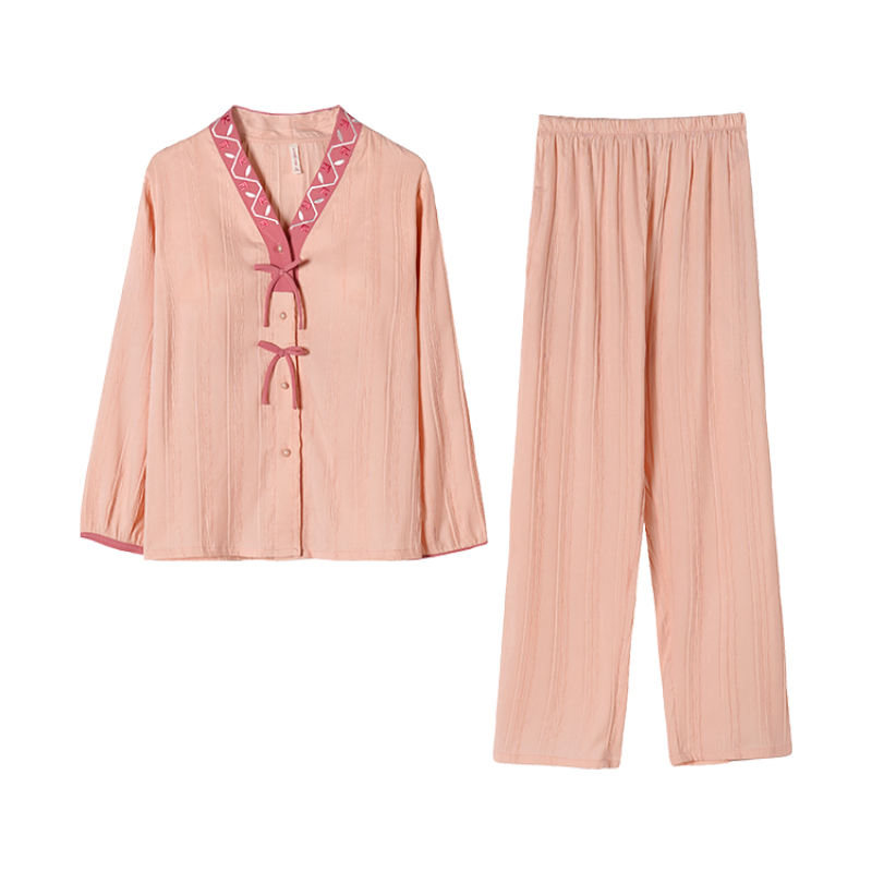 春季轻奢睡衣女士2025新款甜美蝴蝶结公主风休闲可外穿薄款家居服