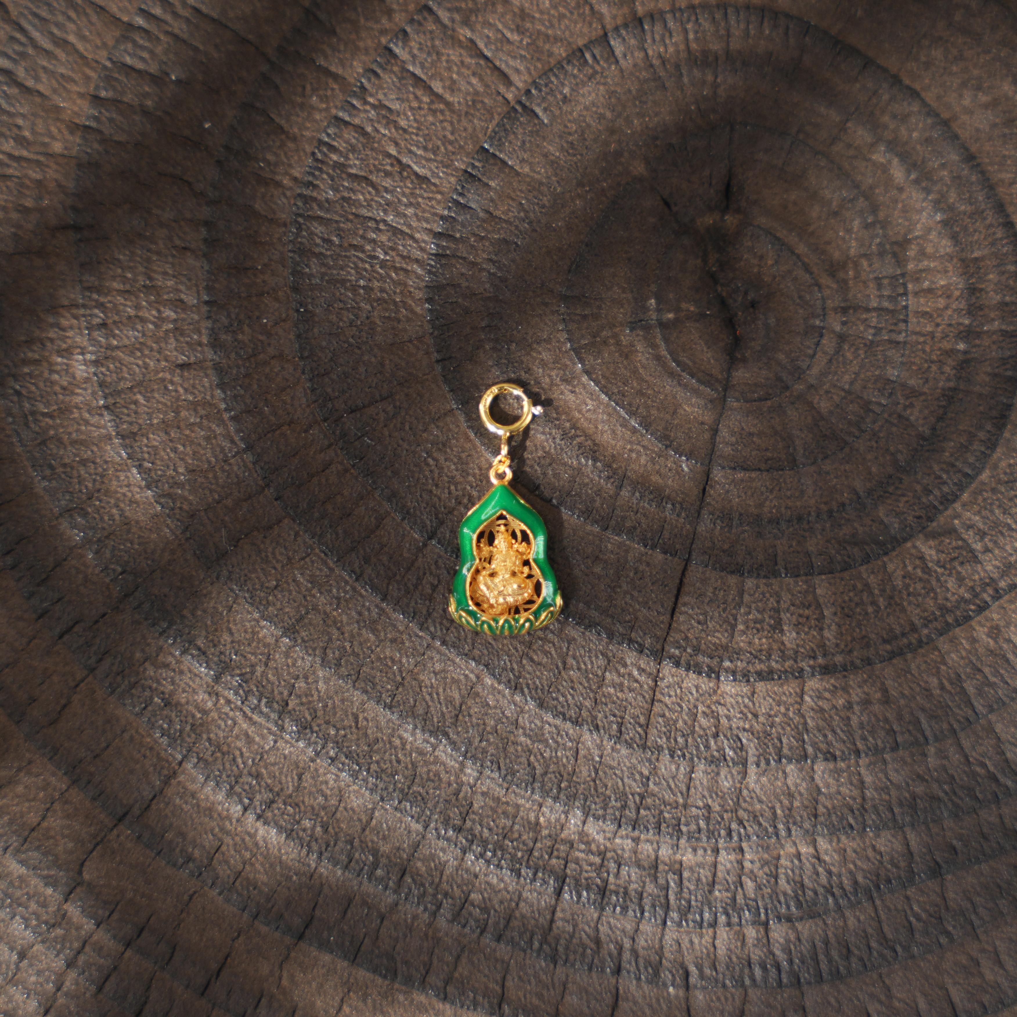 万物生-18K金烧蓝吊坠