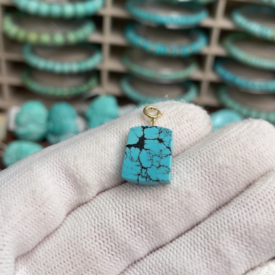 绿松石18K金镶嵌福利特色无事牌