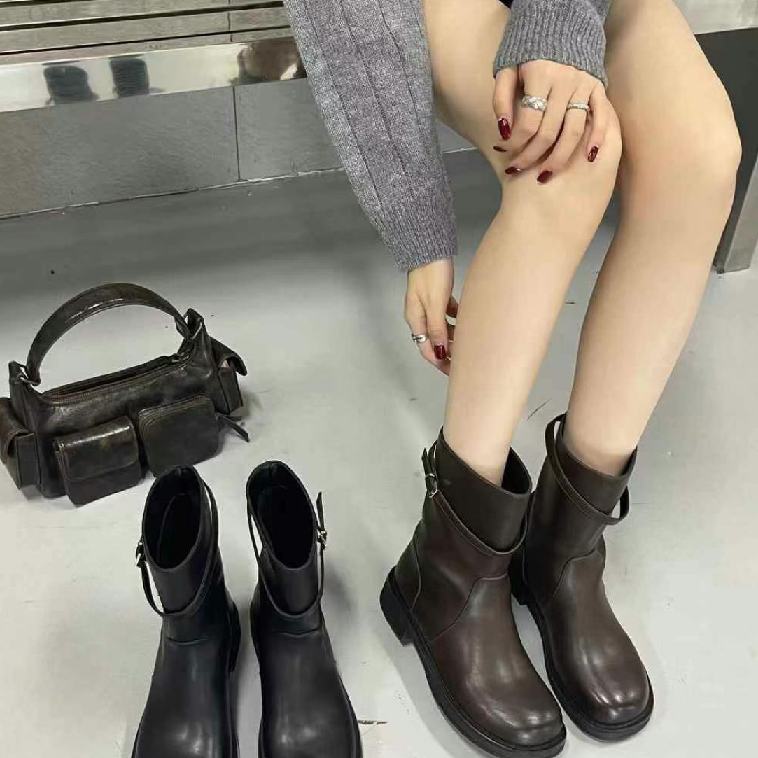 复古英伦风短筒女士秋季百搭短靴