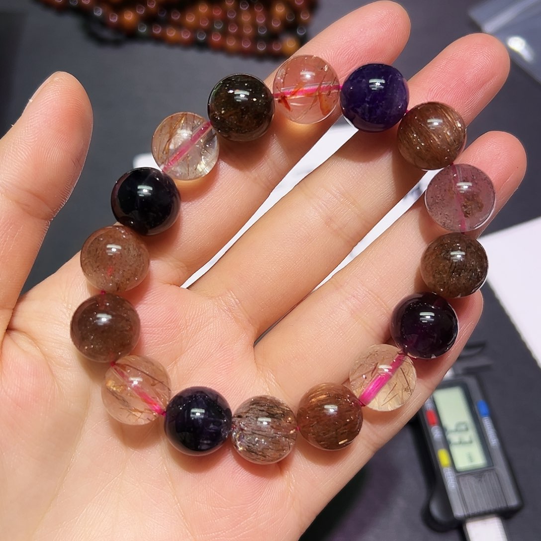 未镶嵌手链水晶黑加仑超七13毫米2号