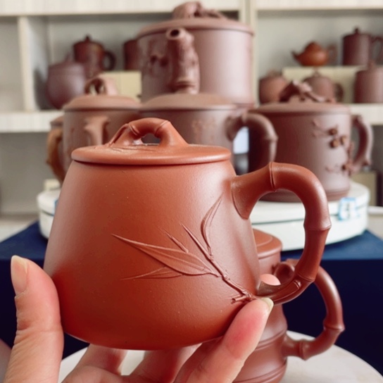 紫砂茶杯朱泥石瓢杯