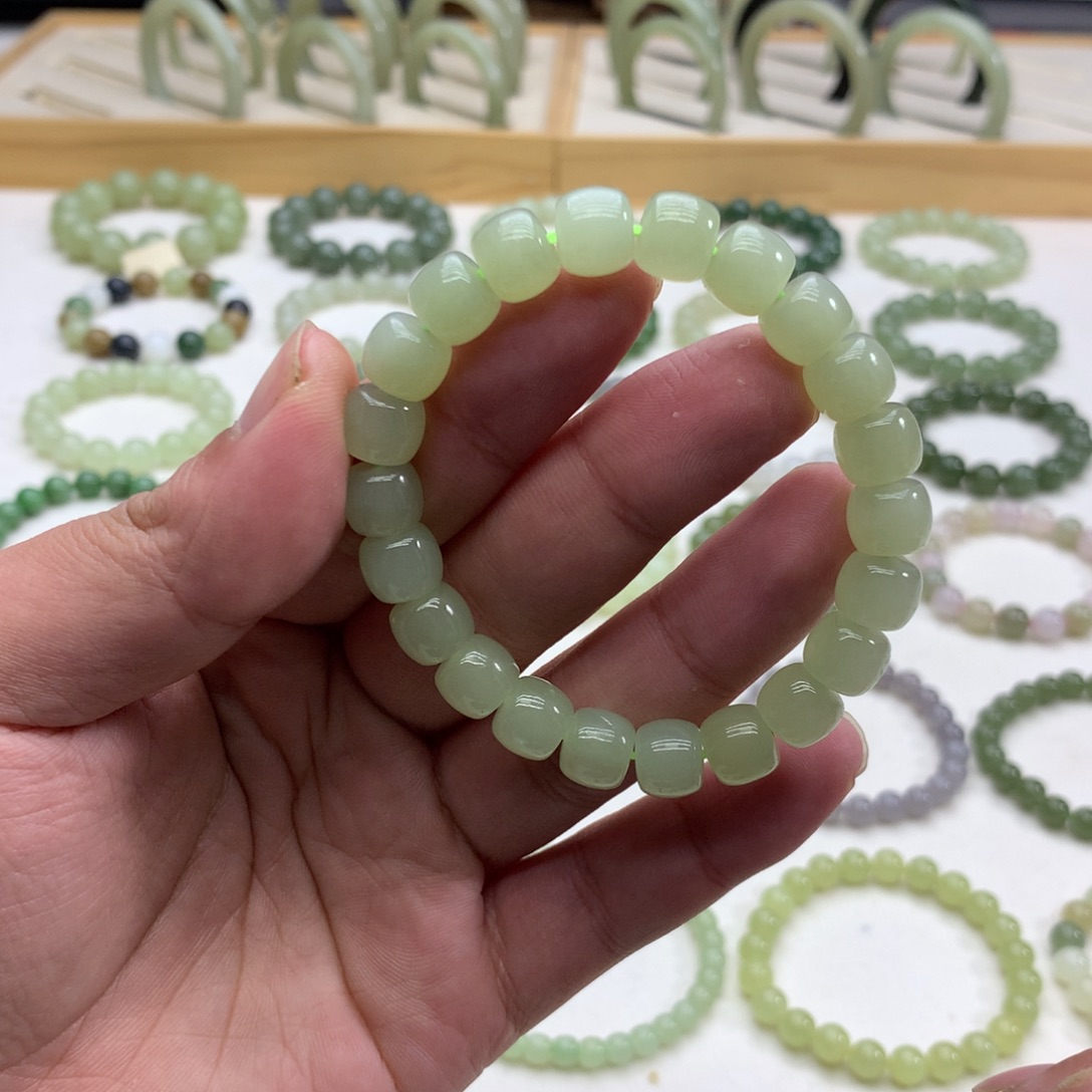 和田玉手串（直切冰晴水9.5）未镶嵌