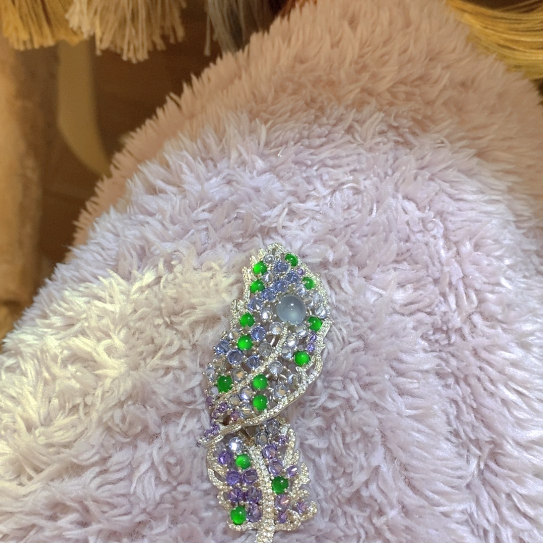 翡翠颈饰合金天然翡翠