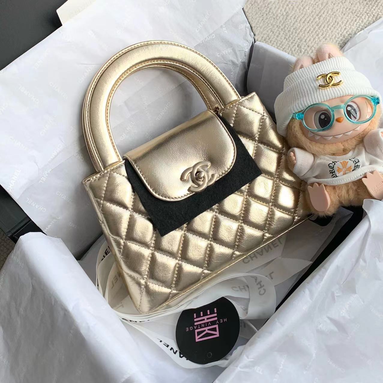 未使用 Chanel/香奈儿 25A香槟金kelly包 20cm 14397483