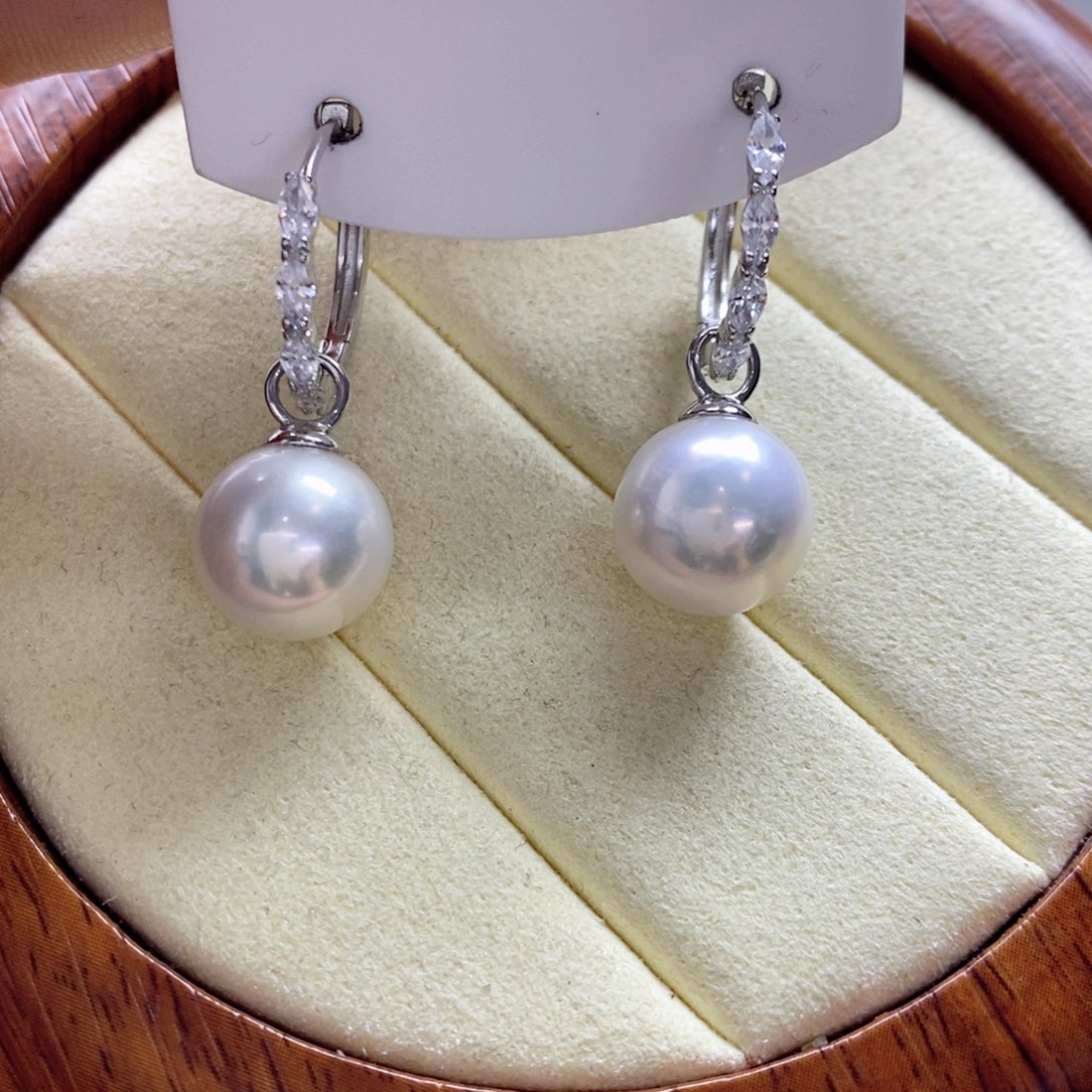 淡水珍珠耳饰银S925镶嵌