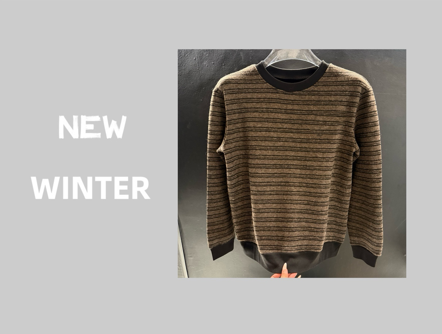 VOUTION（XX1135）25秋冬圆领高级感轻奢时尚百搭条纹长袖毛衣