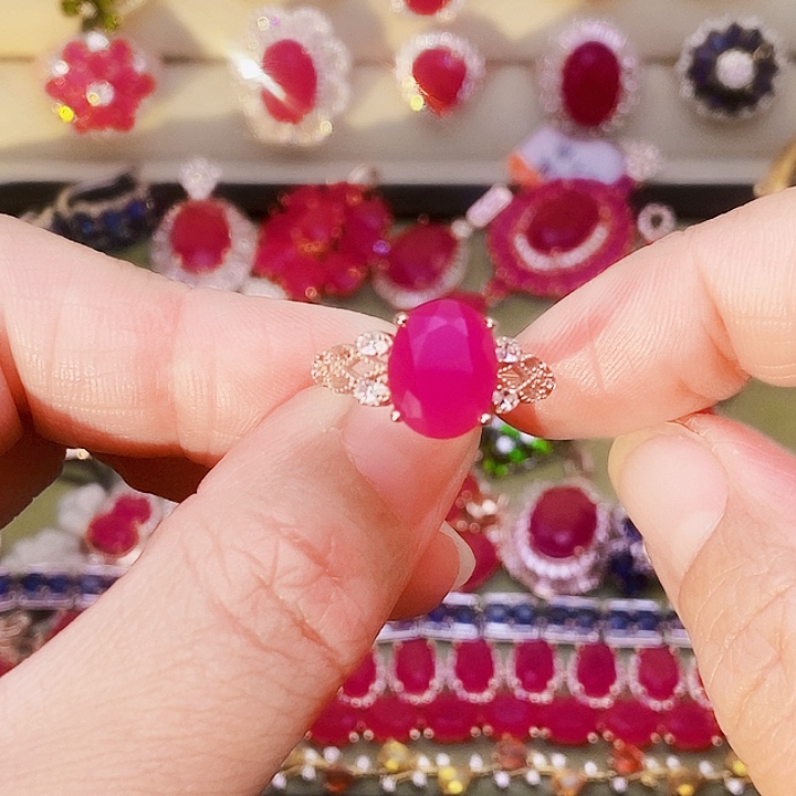 红宝石银S925镶嵌戒指