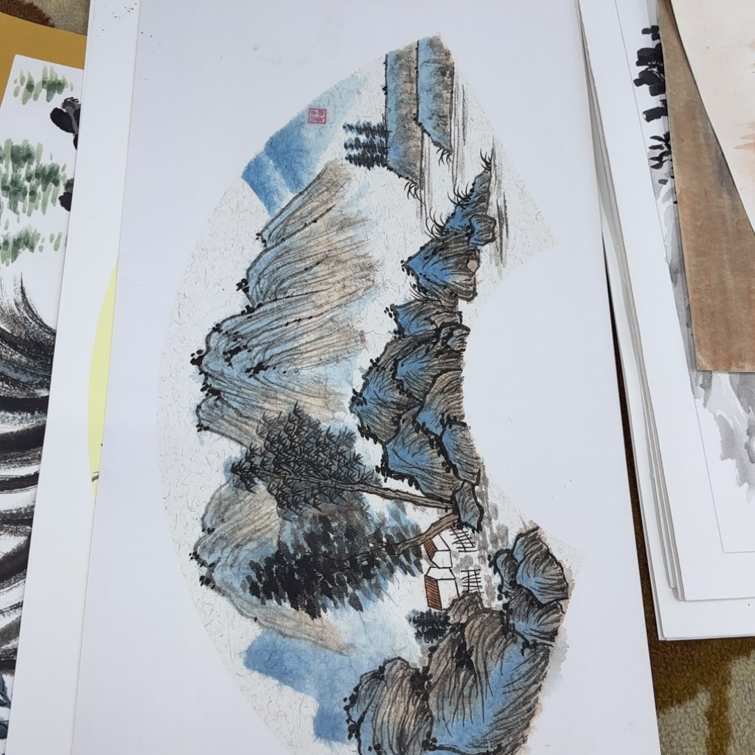 国画李林卡纸作品童