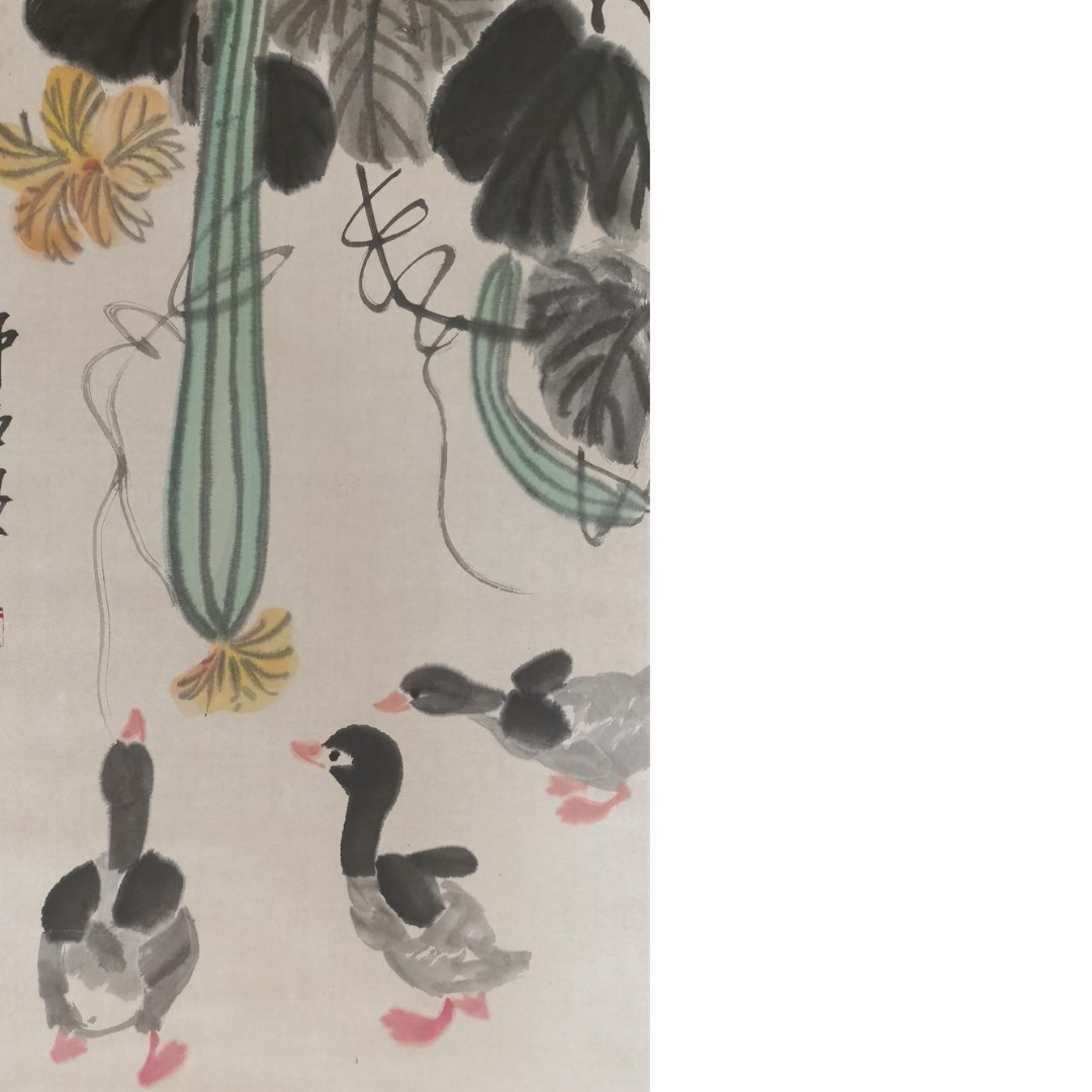 【辽拍】V250709-2-640《鸭子》（2.9平尺) 纸本镜片  ws17