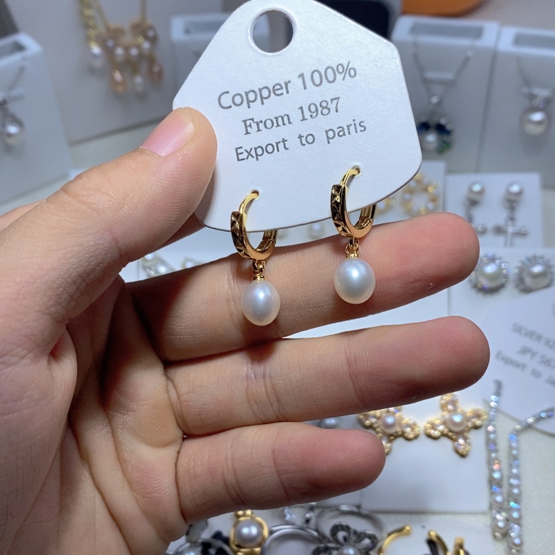 耳饰淡水珍珠银S925镶嵌