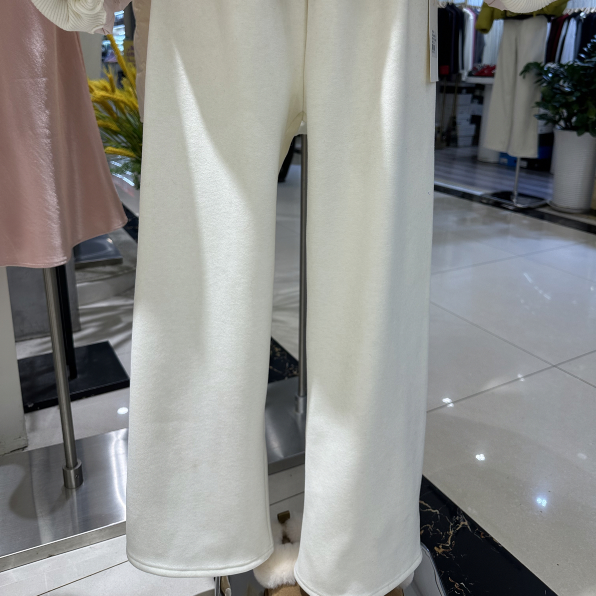 秋冬新款高腰阔腿直筒加绒拖地女裤