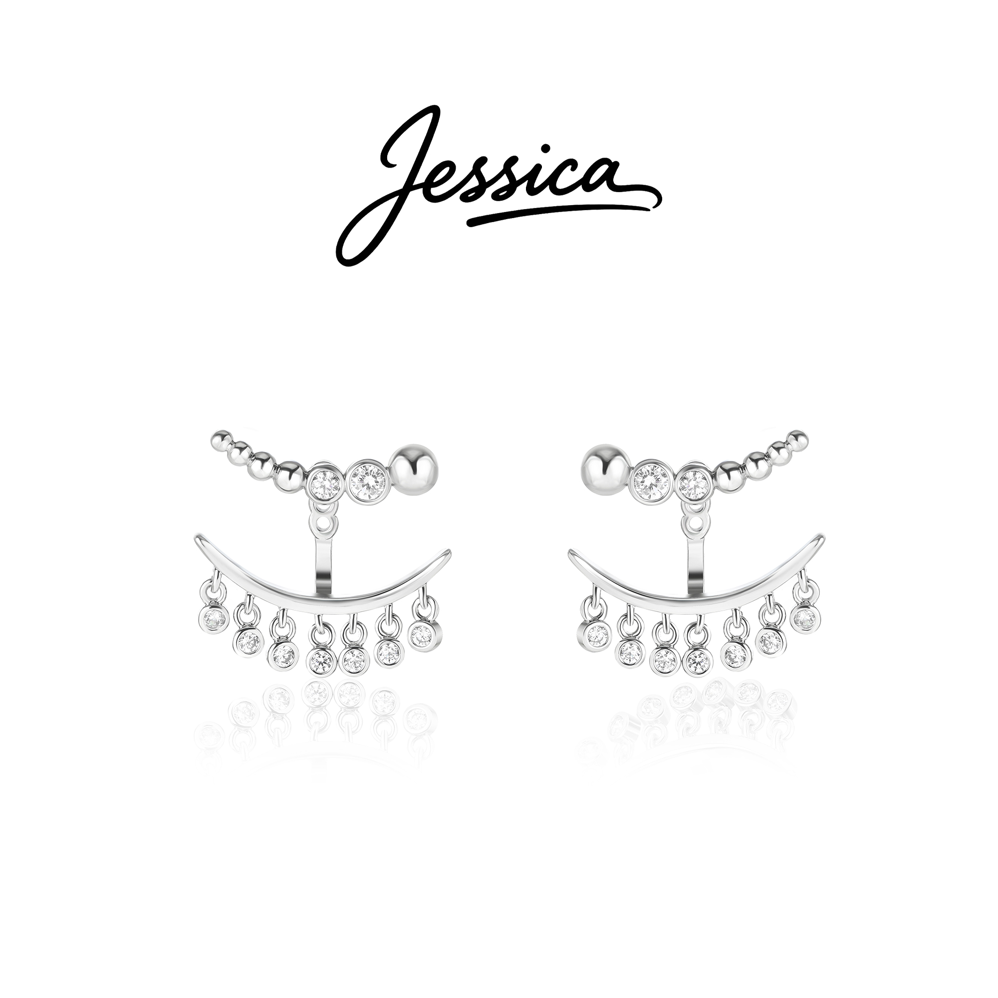 佳西卡 CNC 精工 925银针 两带圆球灵动设计师耳环（JXK905）