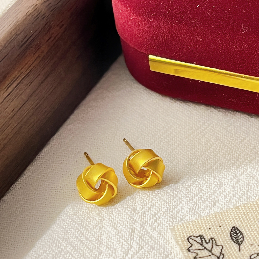 铜合金耳饰 缠绕同心结耳钉素款小众百搭可爱