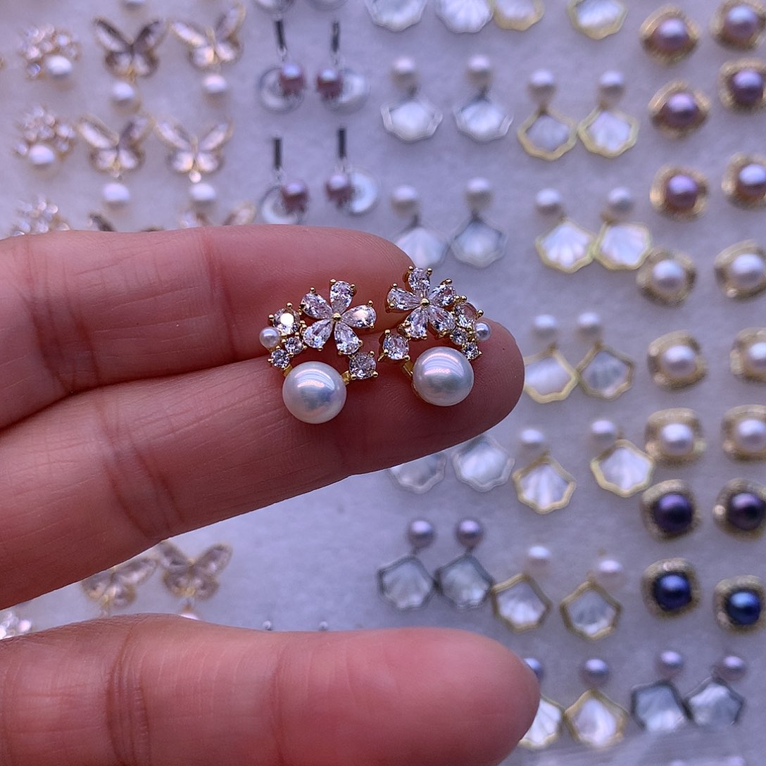 淡水珍珠耳饰合金