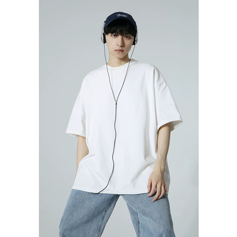 【无吊牌】260克重磅宽松纯色基础款男女短袖T恤