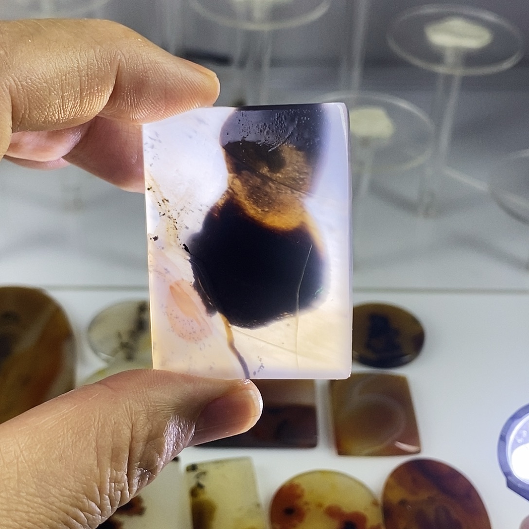 合成碳硅石非金属时尚图纹画面石饰品