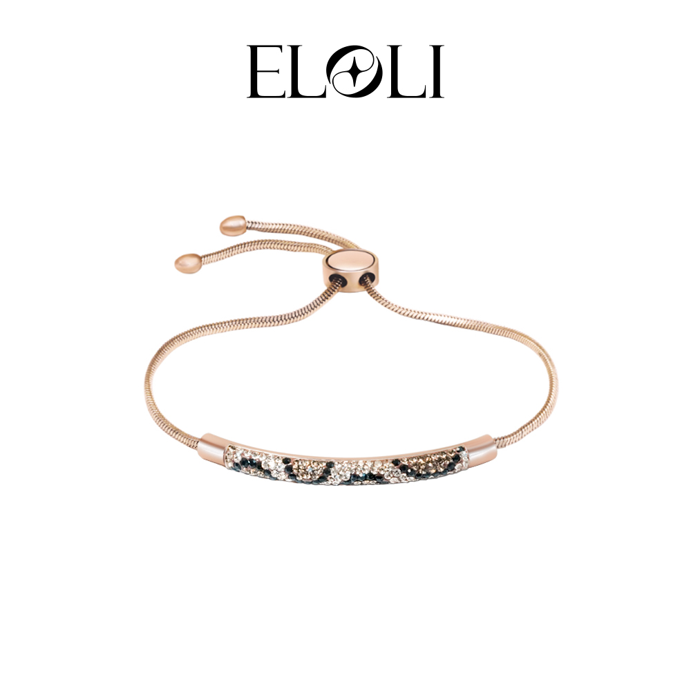 Eloli豹纹钻玫瑰金手链手镯SL-25N003
