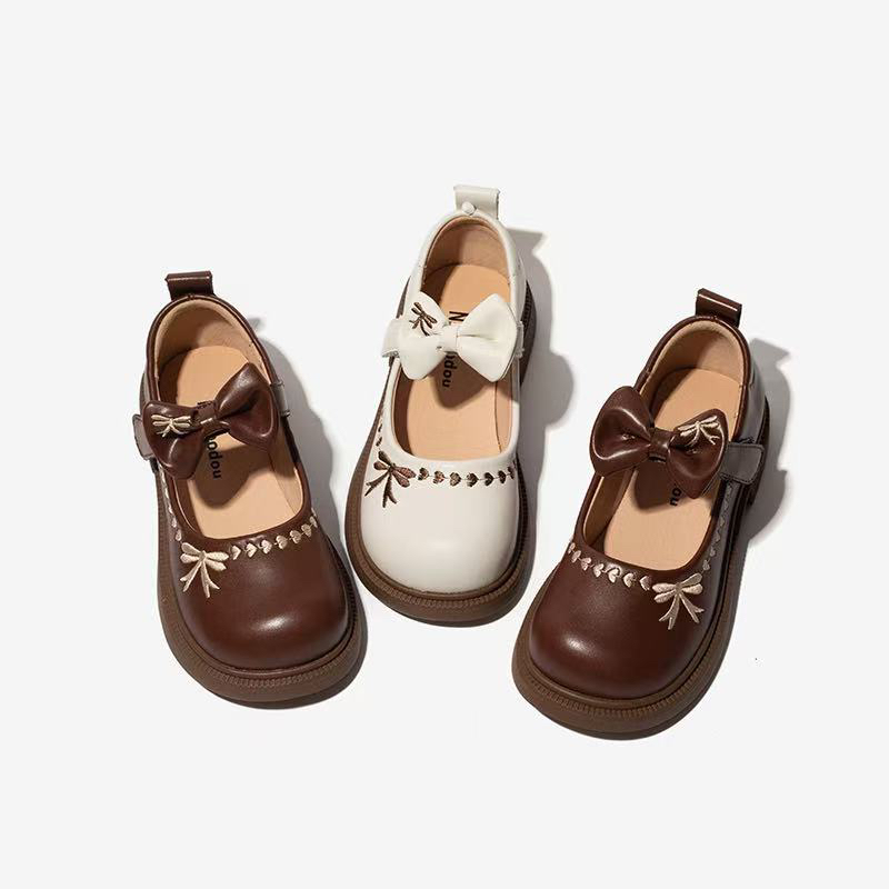 儿童皮鞋韩版潮流学生蝴蝶结吸睛时尚女童防滑耐磨哦百搭运动学院