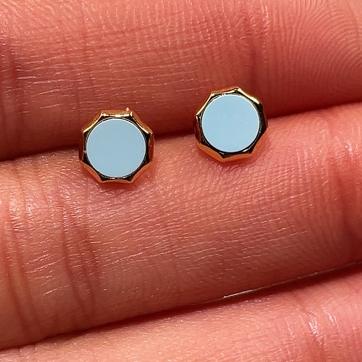 绿松石未镶嵌耳钉