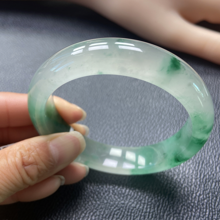 天然玉石非洲翠高冰飘花手镯