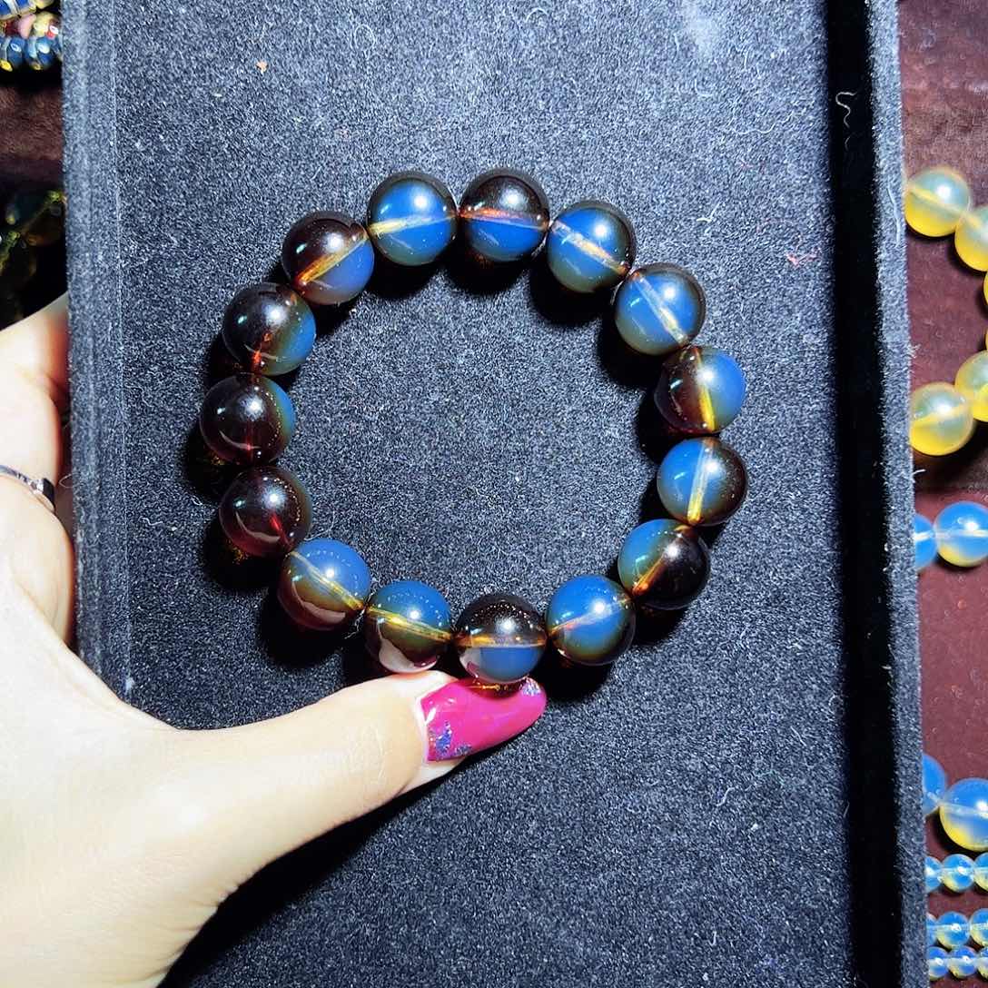 蓝珀珠宝奇石未镶嵌红蓝珀妖色14.5毕业