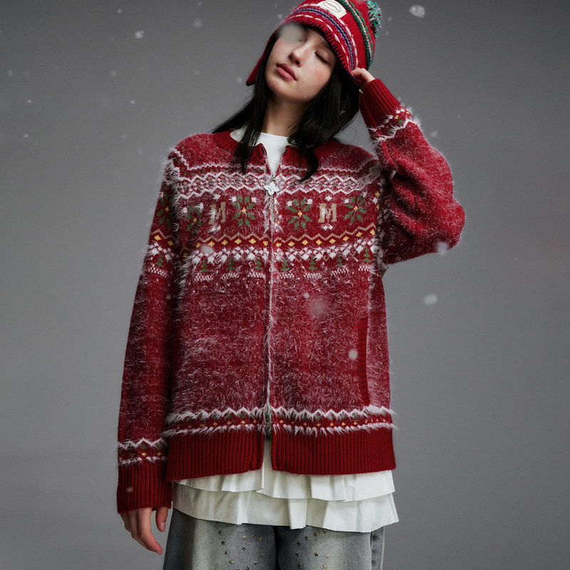 MEDM 圣诞节提花logo休闲保暖毛衣秋冬潮流小众设计感男女针织衫