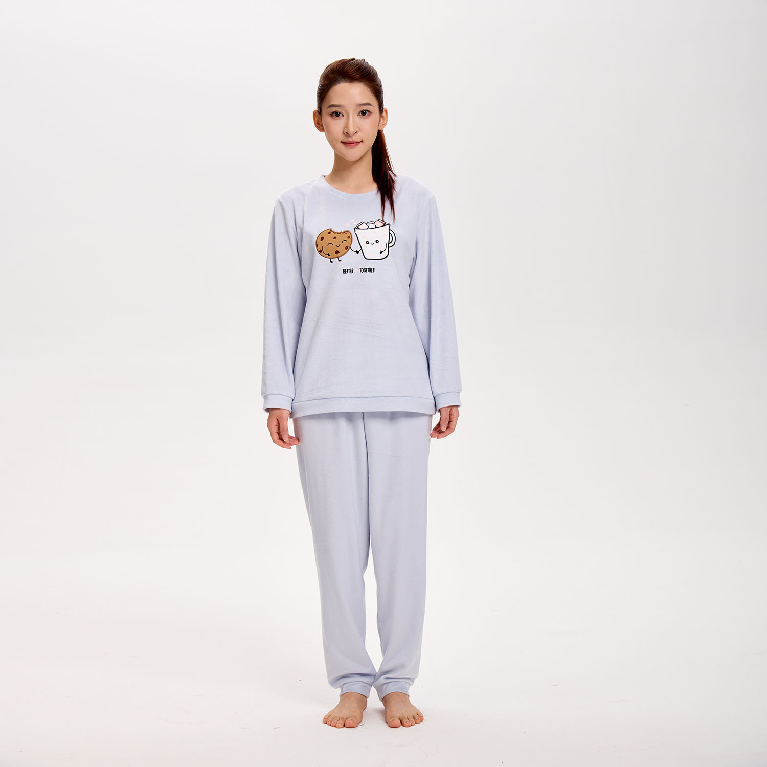 女睡衣丝滑保暖绒家居服海外热销轻暖洋气可以穿进被窝的舒适睡衣