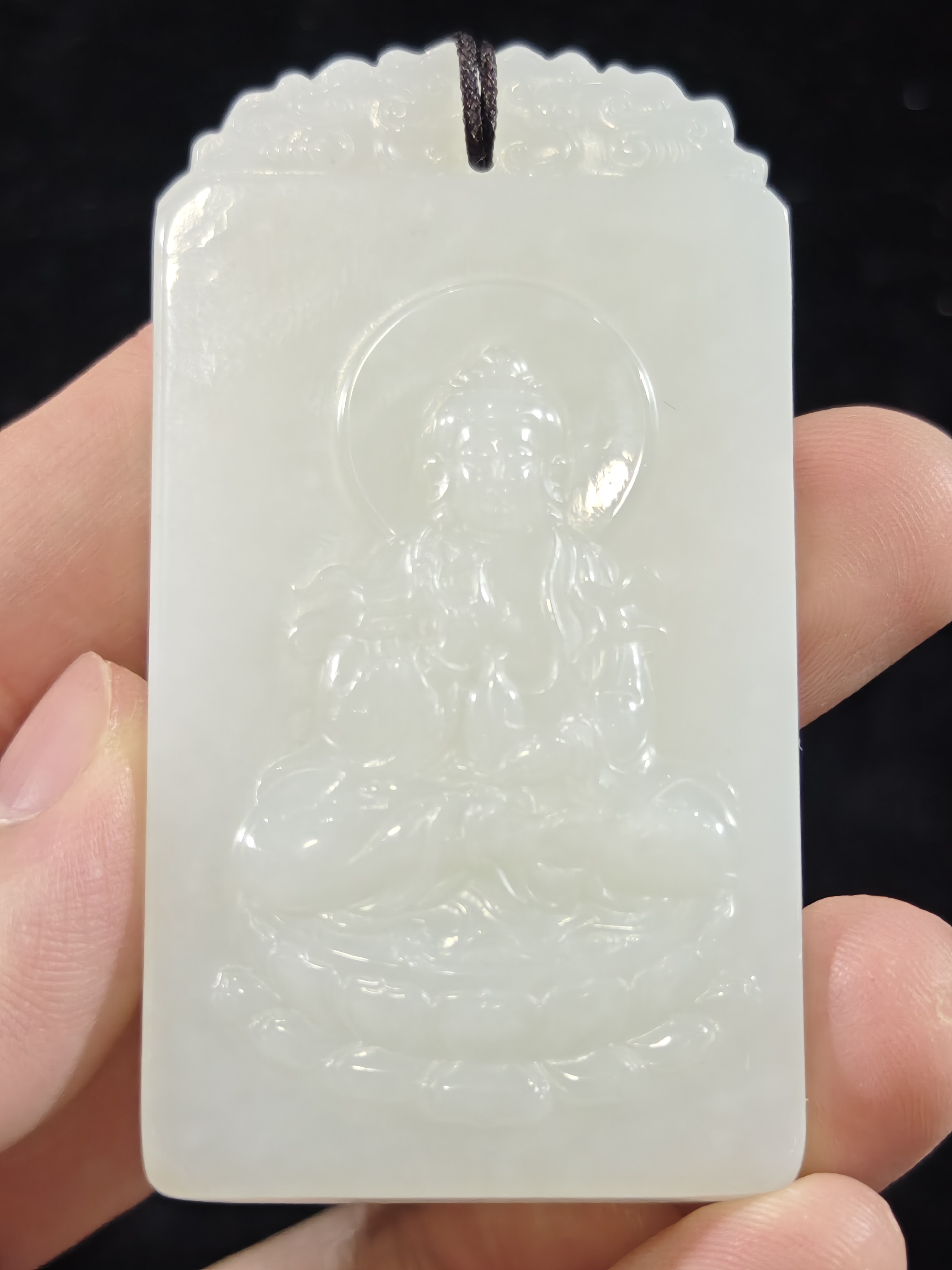 旧藏天然和田玉观音玉牌吊坠挂件配饰64克66*35*10mm