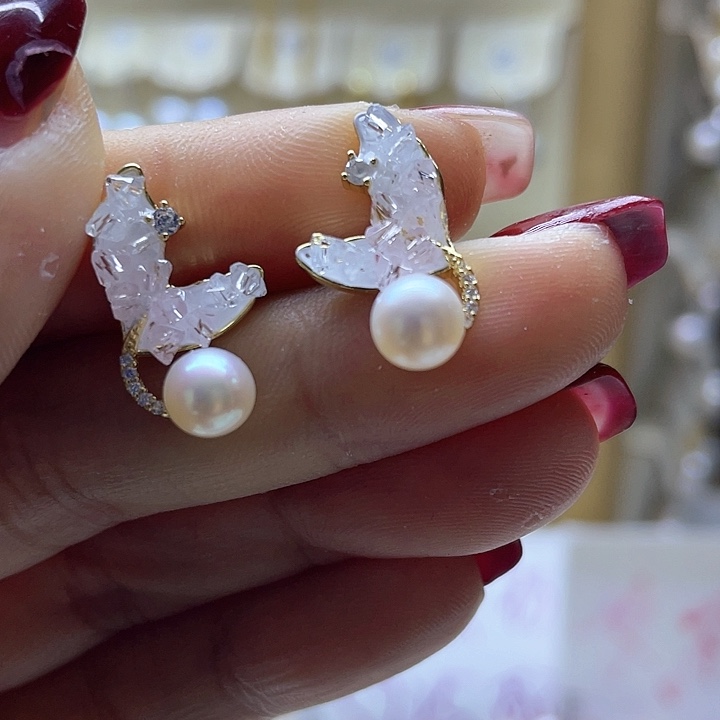 淡水珍珠耳饰银S925镶嵌