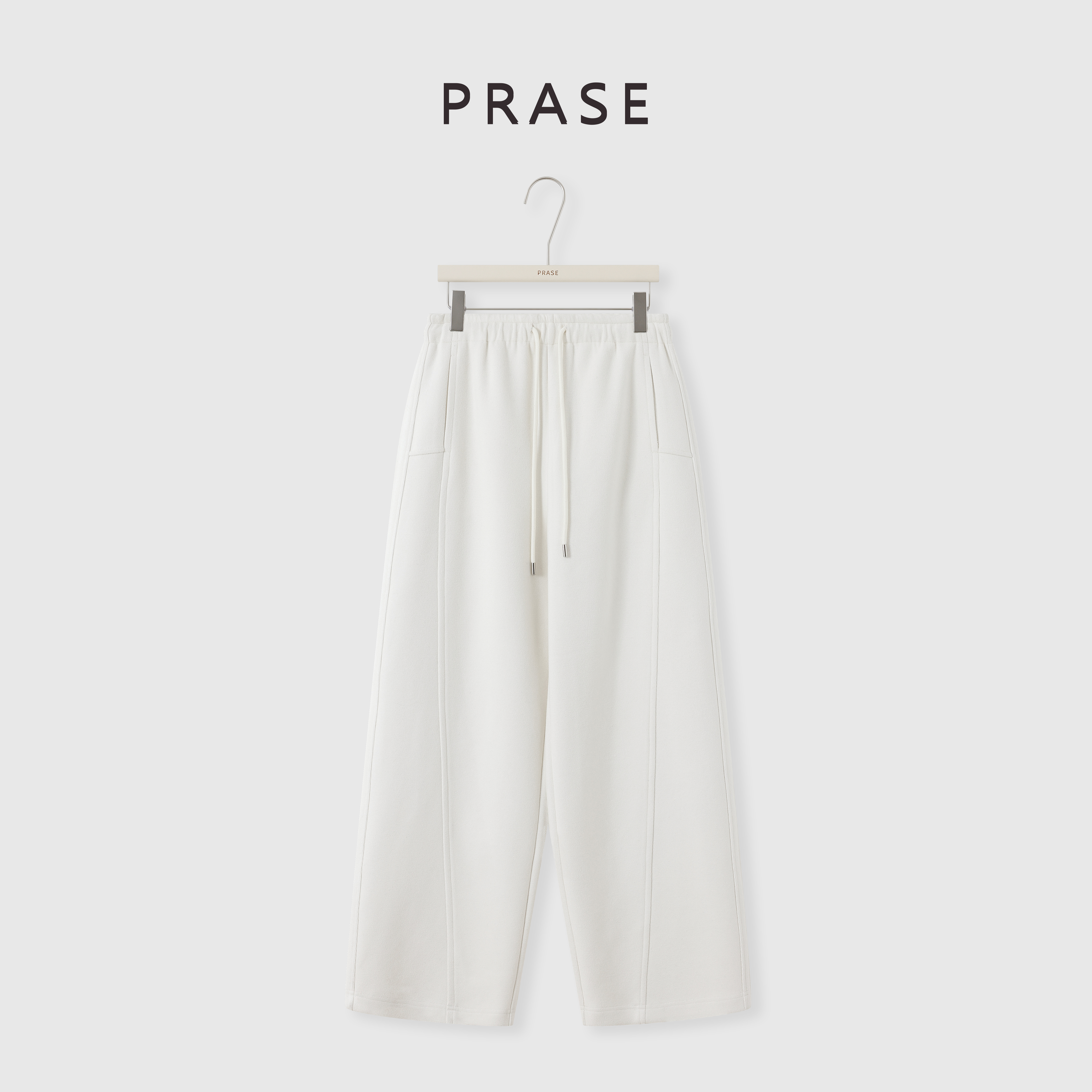 PRASE·噜【分割艺术】微胖显瘦宽松百搭松紧高腰弯刀休闲裤PR510E83