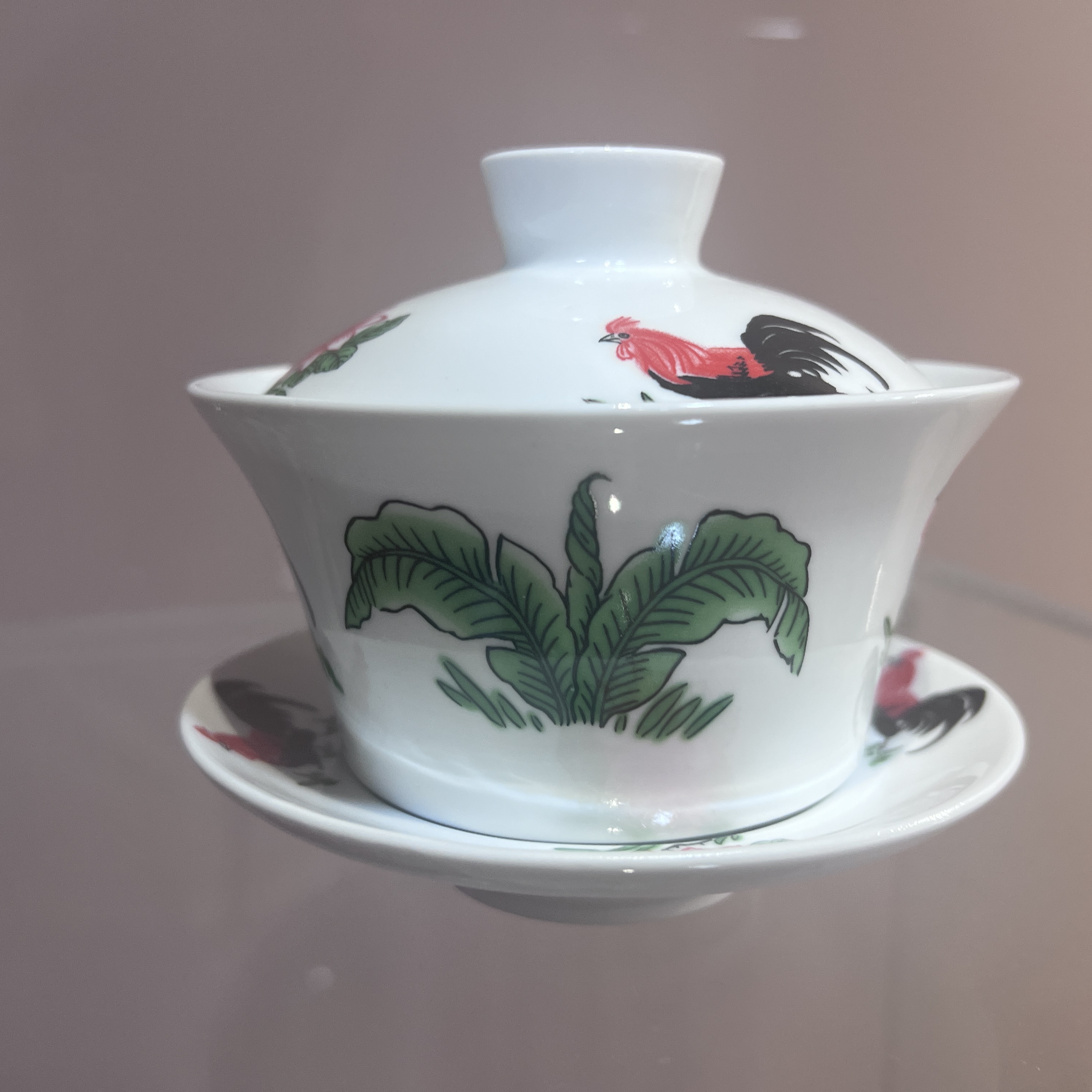 a01430/陶瓷/公鸡三才盖碗