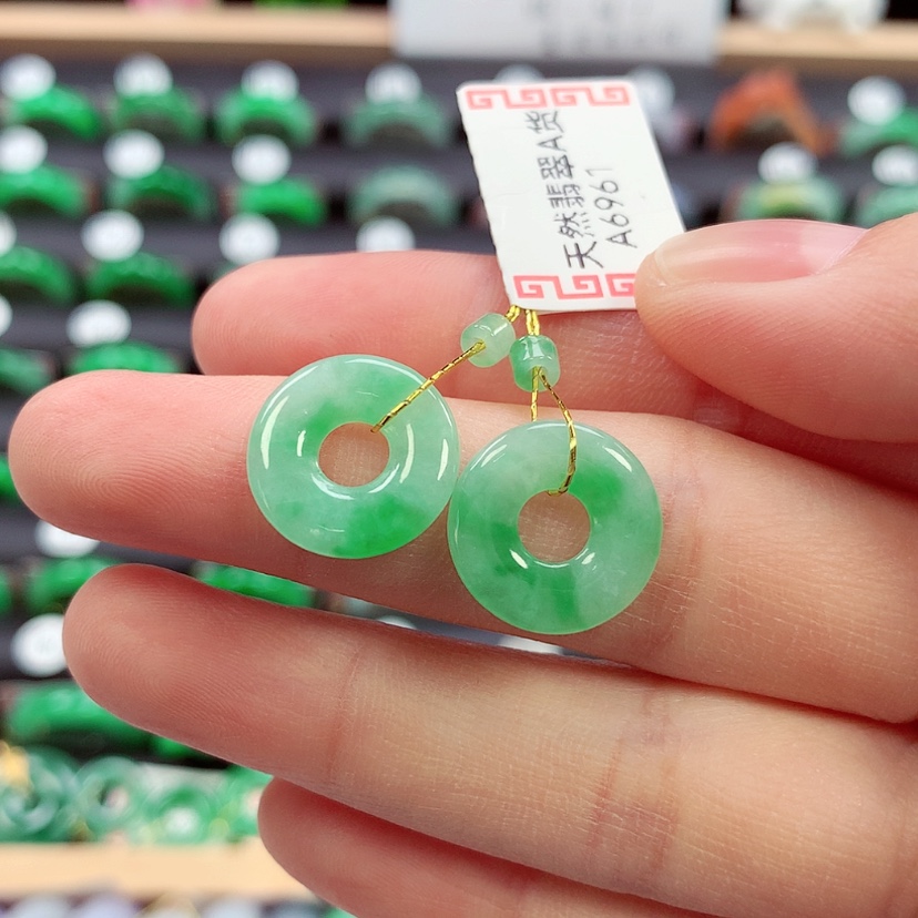 【闪购商品】未镶嵌戒指翡翠甜甜圈一对