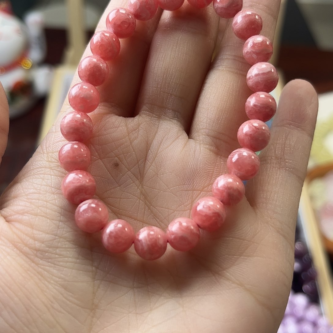 水晶手链未镶嵌小*7mm红纹石