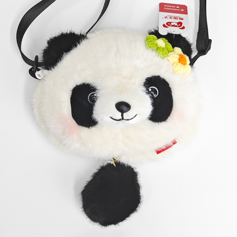 熊猫毛绒单肩包小浣熊七仔斜挎包尾巴拉线可爱包成都j纪念品礼物